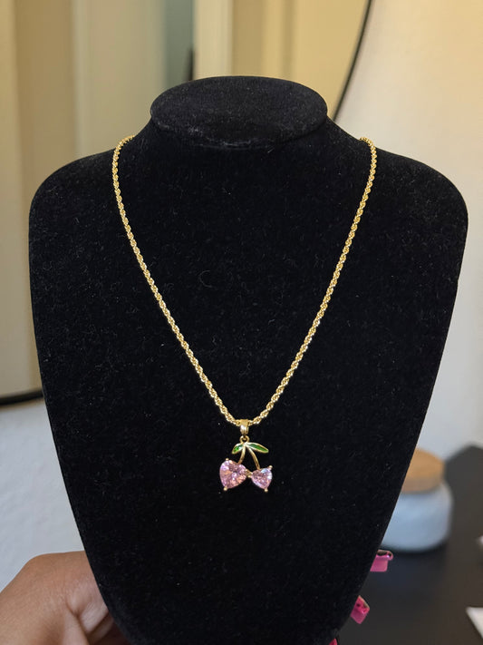 Pink Cherry Necklace
