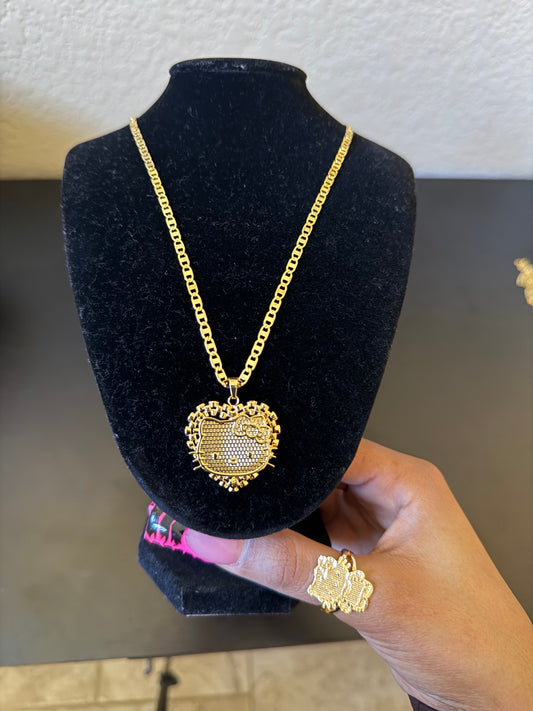 Hk Face Heart Necklace